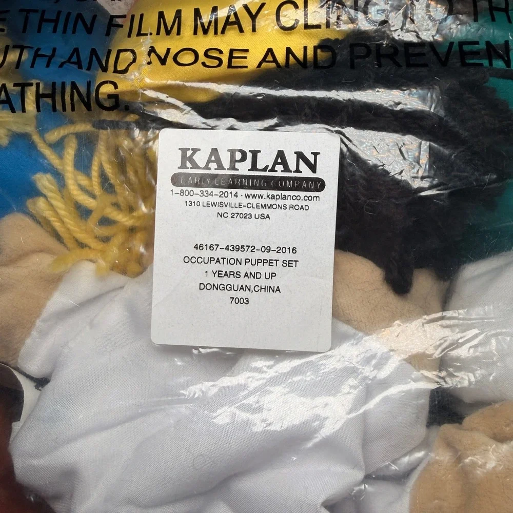 Kaplan‎ Occupation Puppet Set Kids Multicolor Plush Educational Career Learning